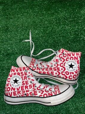 CONVERSE All Star Chuck Taylor Logo Hi-Top Shoes. WOMENS 7 MENS 5 SPELLOUT